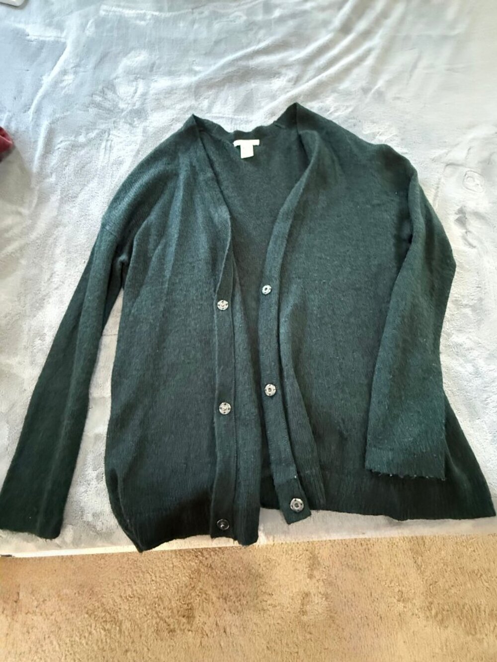Women's Basic Green Cardigan with Snap Closure, H&M